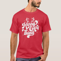 Retro Red White Merry everything Merry Christmas