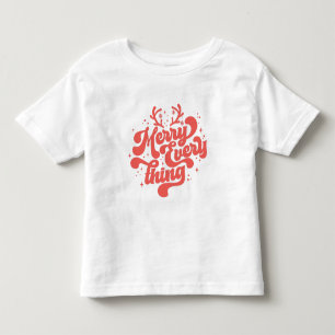 Retro Red White Merry everything Merry Christmas  Toddler T-Shirt
