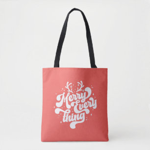 Retro Red White Merry everything Merry Christmas  Tote Bag