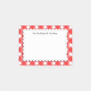 Retro Red White Plaid Checks Custom Post it Notes