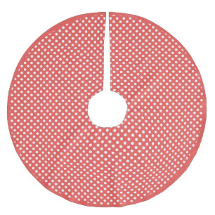 Retro Red White Polka Dot Pattern Brushed Polyester Tree Skirt