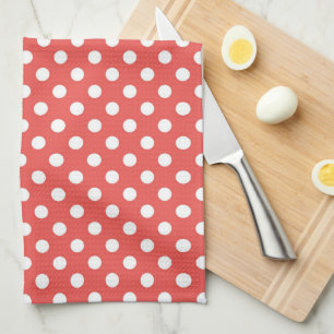 Retro Red & White Polka Dot Pattern Tea Towel