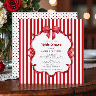 Retro Red & White Wedding Bridal Shower Invitation