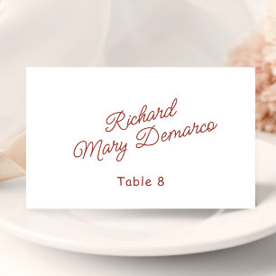 Retro Red & White Wedding Guest Name Place Card