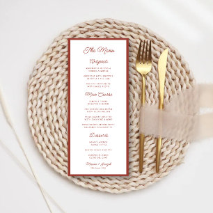 Retro Red & White Wedding Menu