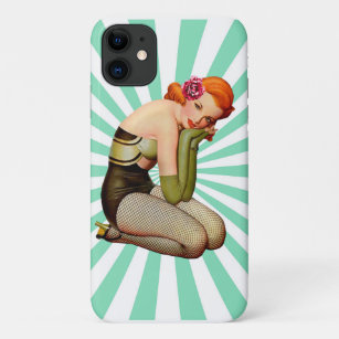Retro Redhead Pin-up girl art Case-Mate iPhone Case