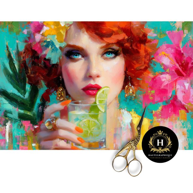 Retro Redhead Tropical Lime Cocktail Decoupage Tissue Paper (Creator Uploaded)