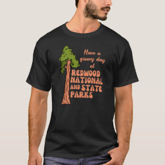 Retro Redwood National and State Parks Orange Text T-Shirt