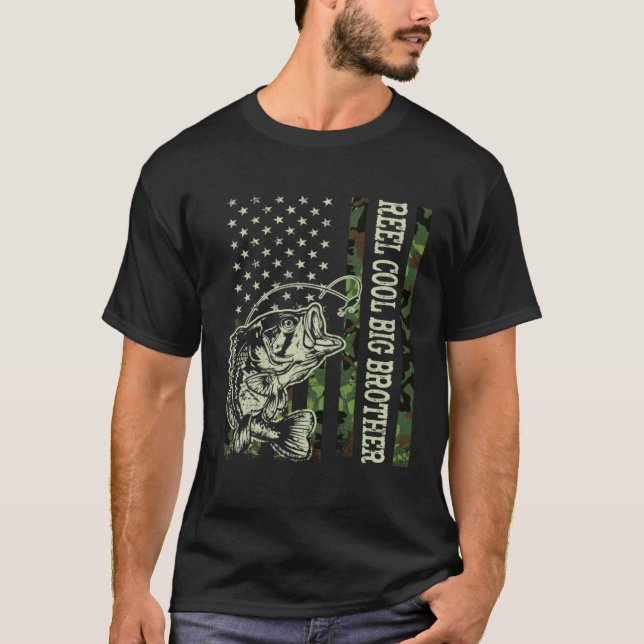 Retro Reel Cool Big Brother Camouflage USA Flag Fi T-Shirt (Front)