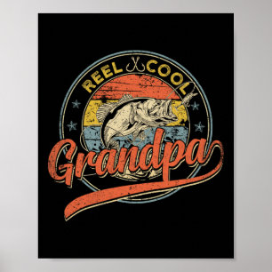 Retro Reel Cool Grandpa Fishing Fathers Day  Poster