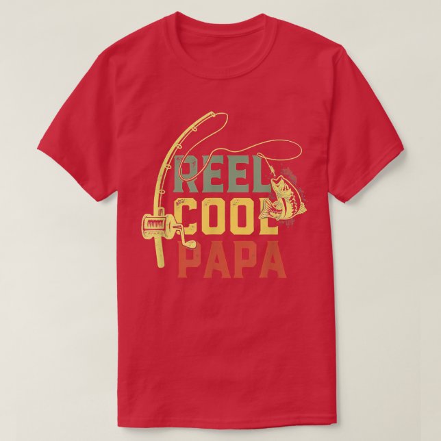 Retro Reel Cool Papa Fishing Dad Funny Father's Da T-Shirt (Design Front)