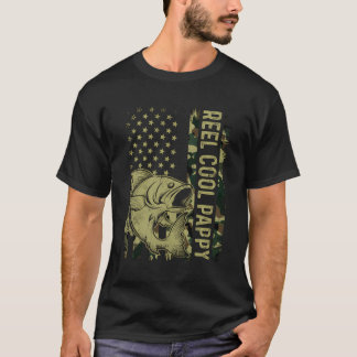 Retro Reel Cool Pappy Camouflage American Flag Fis T-Shirt