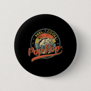 Retro Reel Cool Pop Pop Fishing Fathers Day 6 Cm Round Badge