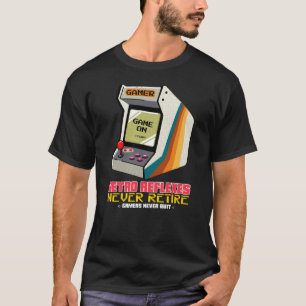 Retro Reflexes Never Retire Arcade Gamer Graphic T-Shirt