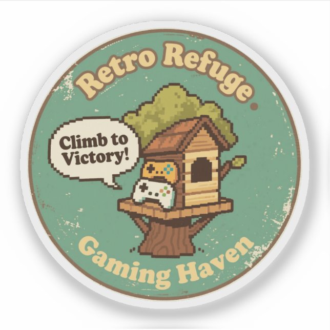 Retro Refuge Gaming Haven Pixel Treehouse (Front)