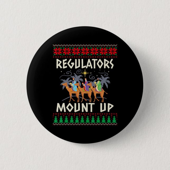 Retro Regulators Mount Up Camel Ugly Christmas Swe 6 Cm Round Badge (Front)