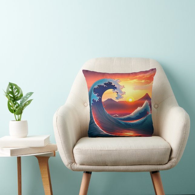 Retro Reimagining of The Great Wave Off Cushion (Chair)