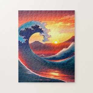 Retro Reimagining of The Great Wave Off Jigsaw Puzzle