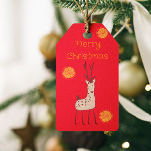 Retro Reindeer and Orange Slice Christmas Gift Tags