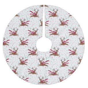 Retro Reindeer Atomic Mid Century Vintage Style Brushed Polyester Tree Skirt