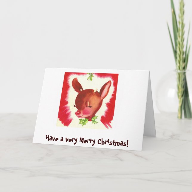 Retro reindeer christmas card (Front)