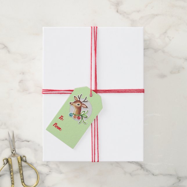 Retro Reindeer Christmas Gift Tags (With Twine)