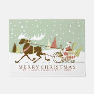 Retro Reindeer & Santa Claus Doormat