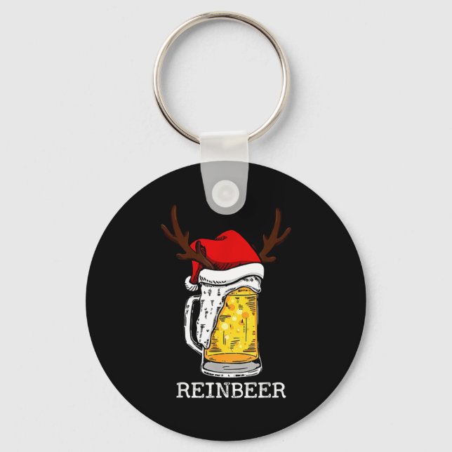 Retro Reindeer Winedeer Reinbeer Matching Couples  Key Ring (Front)