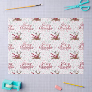 Retro Reindeer with Atomic Snowflakes Personalised Tissue Paper