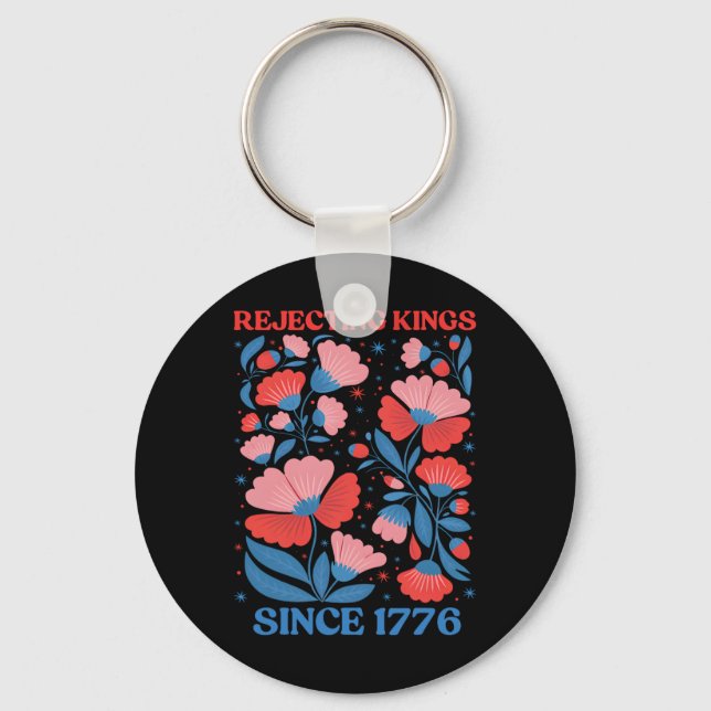 Retro Rejecting Kings Since 1776 Boho Floral Women Key Ring (Front)