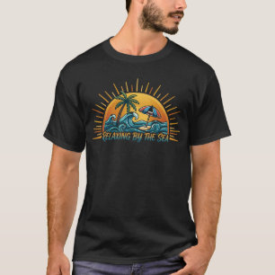 Retro Relaxing By The Sea Tropical Beach Svg Desig T-Shirt