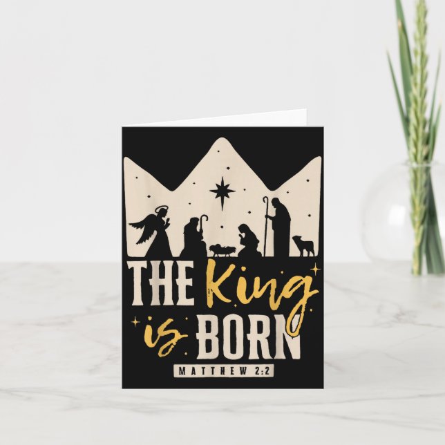 Retro Religious Christmas The King Is Born Christi Card (Front)