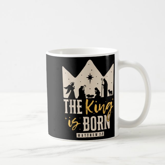 Retro Religious Christmas The King Is Born Christi Coffee Mug (Right)