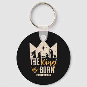 Retro Religious Christmas The King Is Born Christi Key Ring