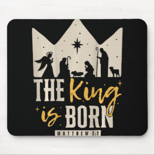 Retro Religious Christmas The King Is Born Christi Mouse Mat