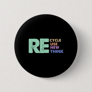 Retro Removed Meme Recycle Reuse Renew Rethink 6 Cm Round Badge