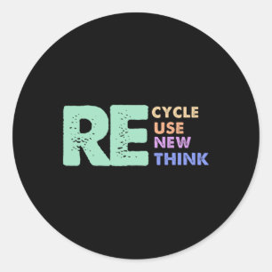 Retro Removed Meme Recycle Reuse Renew Rethink Classic Round Sticker