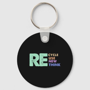Retro Removed Meme Recycle Reuse Renew Rethink Key Ring