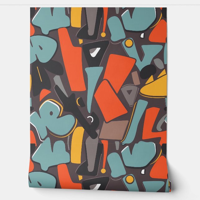 Retro Rendezvous: Mid-Century Modern Abstract Wallpaper (Unrolling)