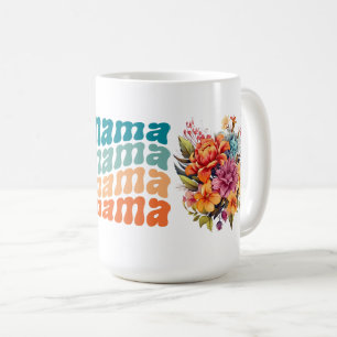 Retro Repeating Mama Floral Coffee Mug