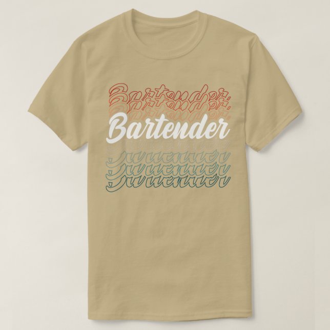 Retro Repeating Text Bartender 1 T-Shirt (Design Front)