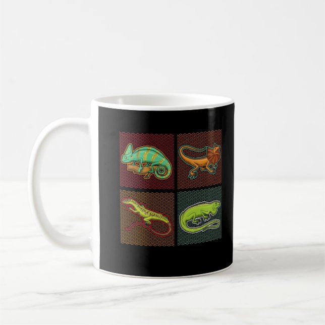 Retro Reptiles Lizard Chameleon Iguana Coffee Mug (Left)