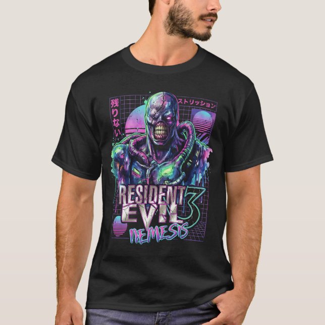 Retro Resident Evil Survival Horror Nemesis PS Sty T-Shirt (Front)
