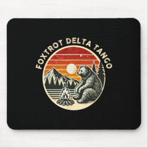 Retro Resist Bear Camping Hiking Foxtrots Deltas T Mouse Mat
