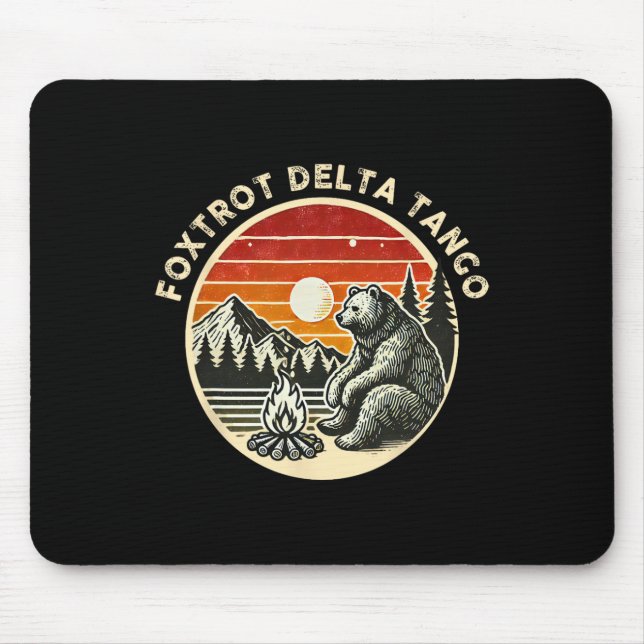 Retro Resist Bear Camping Hiking Foxtrots Deltas T Mouse Mat (Front)
