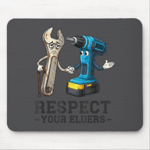 Retro Respect Your Elders Funny Drill And Wrench F Mouse Mat