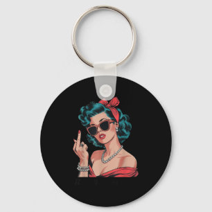 Retro Respectfully Funny N Up Girl Sy Style  Key Ring