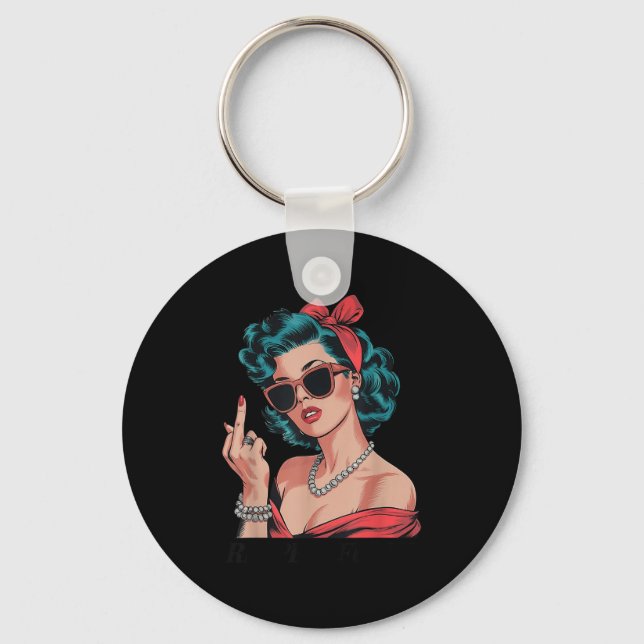 Retro Respectfully Funny N Up Girl Sy Style  Key Ring (Front)