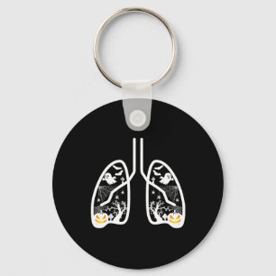 Retro Respiratory Therapist Rt Lung Ghost Pumpkin Key Ring