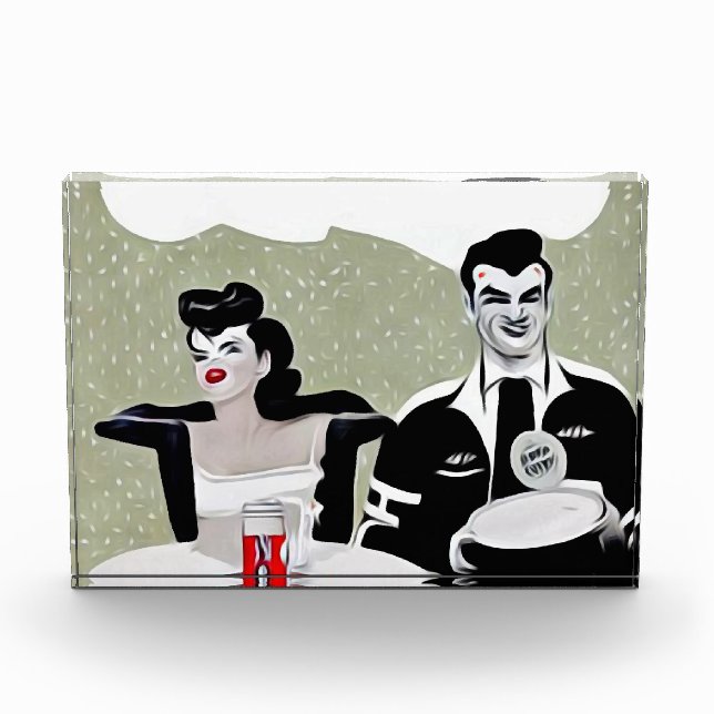 Retro Restaurant Waiter Photo Block (Front)